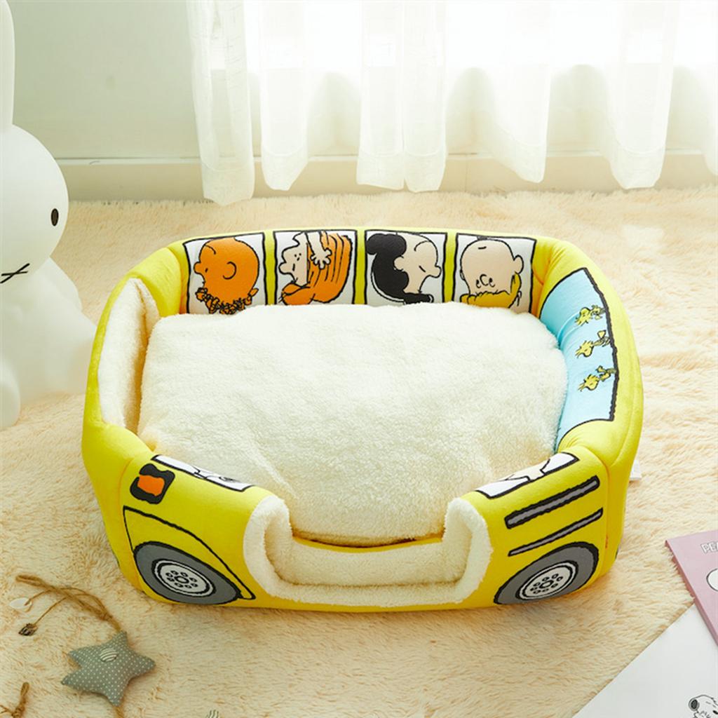 Pet House Collapsible Cute Bus Shape All Seasons Universal Removable Washable Cat Bed for Cats Dogs