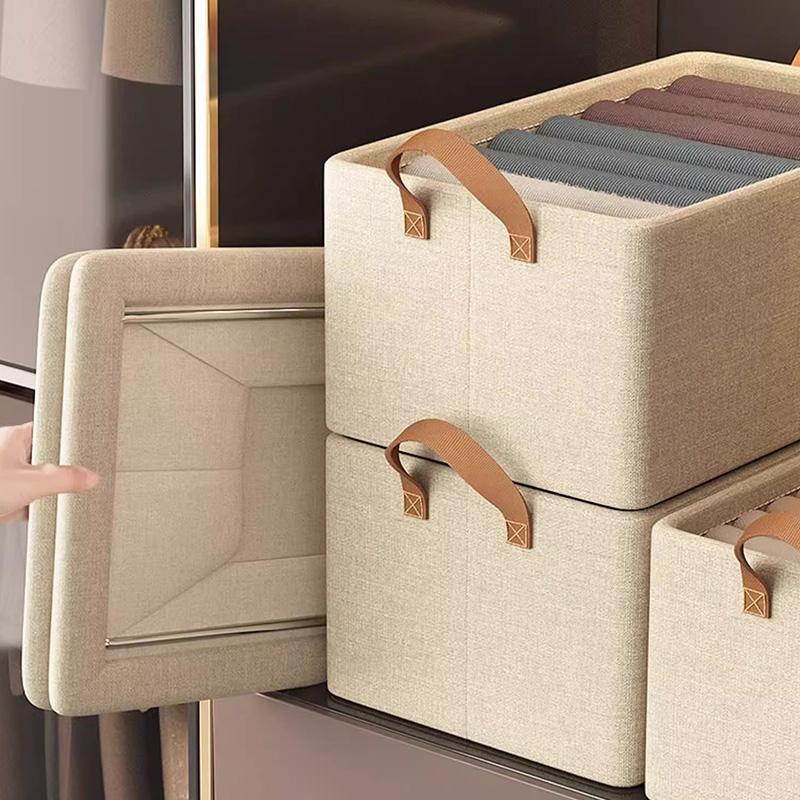 1pc Clothes Storage Basket Oxford Cloth Clothes Hand-held Storage Box Foldable Storage Box with Steel Frame Wardrobe Organizer