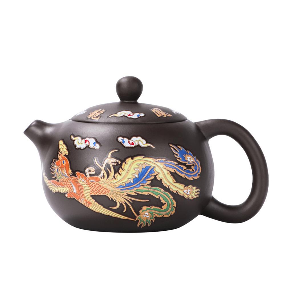 Hand-made Dragons Phoenixs Color-changing Purple Clay Teapot Reusable Tea Pot For Brewings Tea Cup Infuser Teapot Valuable Gift