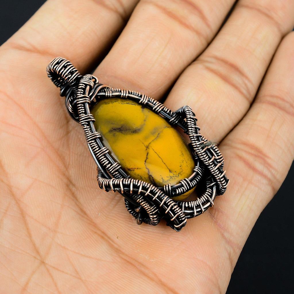 Подвеска из мокаита, подвеска, обернутая медной проволокой 999 пробы, ювелирное изделие из драгоценного камня ручной работы, подарки для жены, совершенно новая подвеска