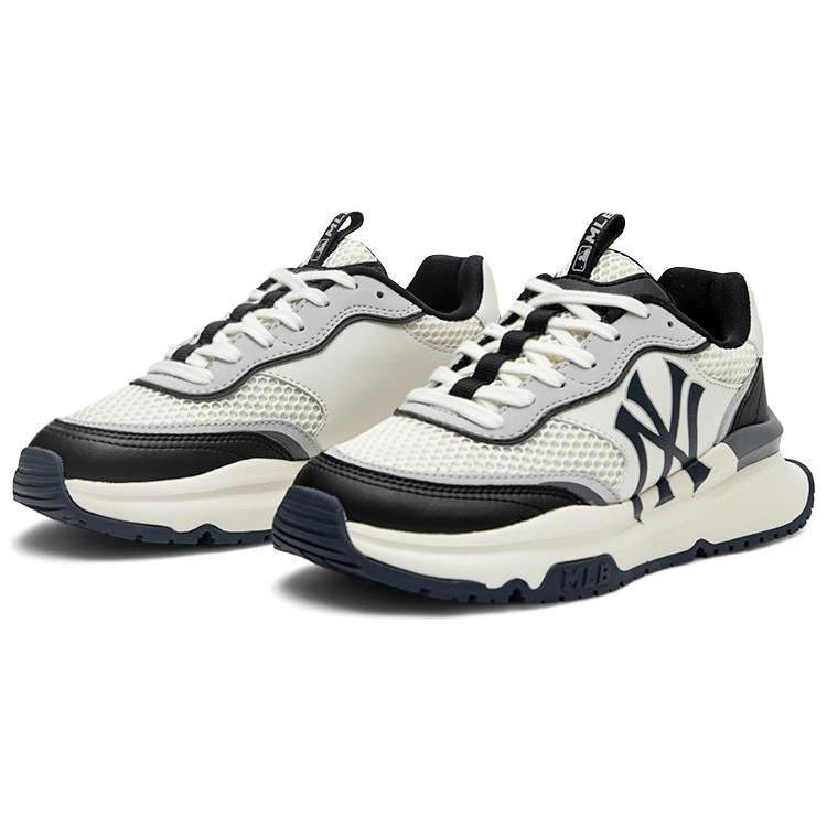 New MLB Chunky Runner Bare Eyes 3D Slip Resistant Abrasion Resistant Low Top Chunky Sneakers Unisex Black White 3ASHRJ13N-50BKS