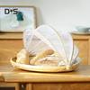 Blooming Bouquet Bamboo Picnic Food Serving Basket Anti Flies Insect Net Cover Bread Fruit Tray