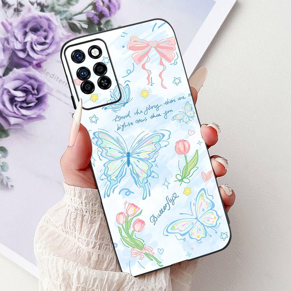 For Infinix Note 10 Pro Note10 Elegant Butterfly Cat Printed Phone Case For Infinix Note 10 10Pro NFC Black Silicone Soft Cases