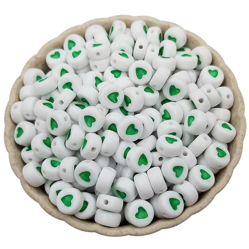50 шт., 7 мм, белые бусины, разноцветные бусины в виде сердца любви, бусины для самостоятельного изготовления ювелирных изделий, принадлежности для рукоделия