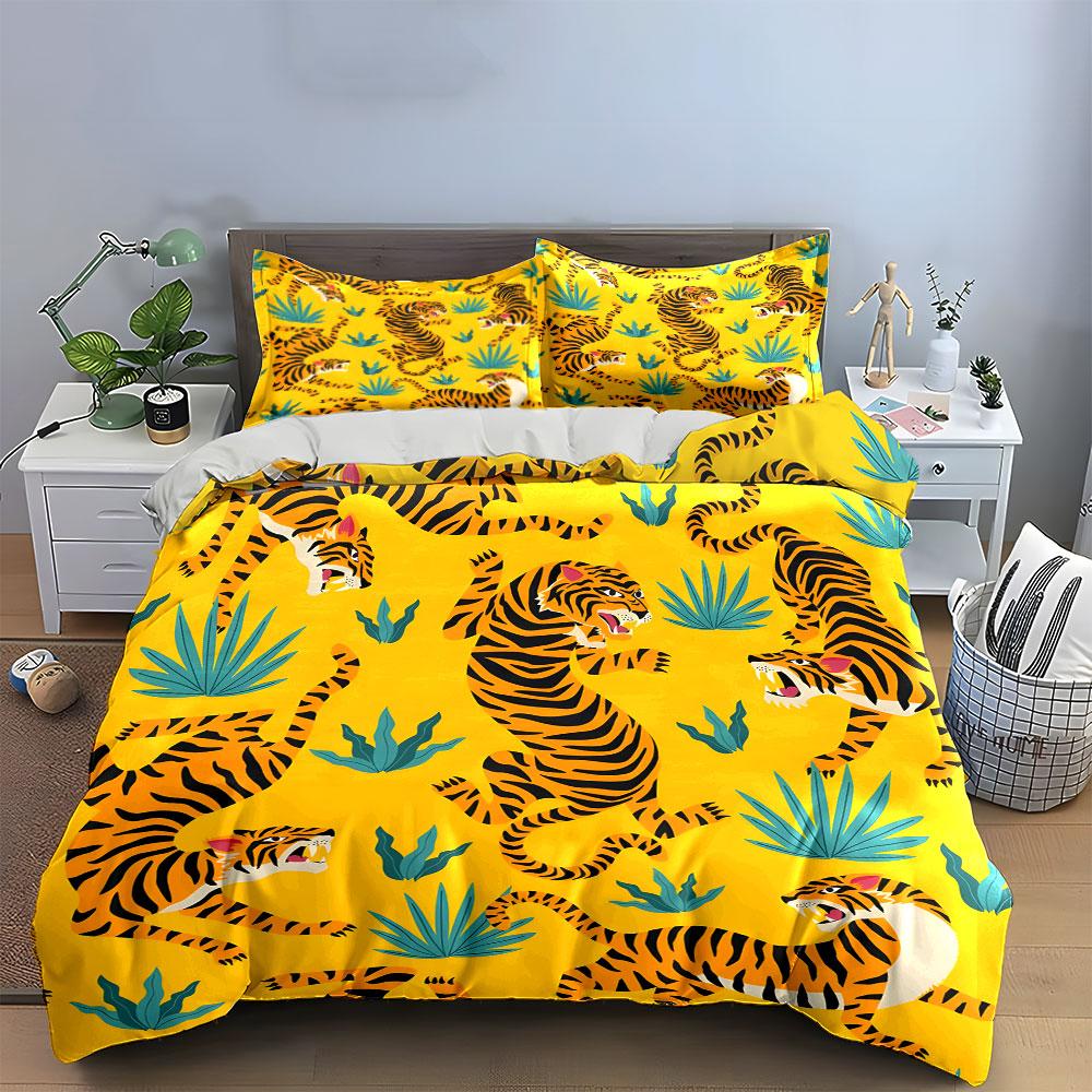 "Wild Tiger Pattern Decor Set"  kid's and adults' bedroom decor, Exquisite three-piece bedding set gift