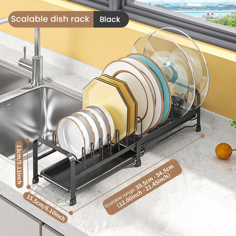 Выдвижная подставка для посуды из углеродистой стали с держателем для слива воды, органайзер для кухонных ящиков для посуды, крышек и разделочных досок.