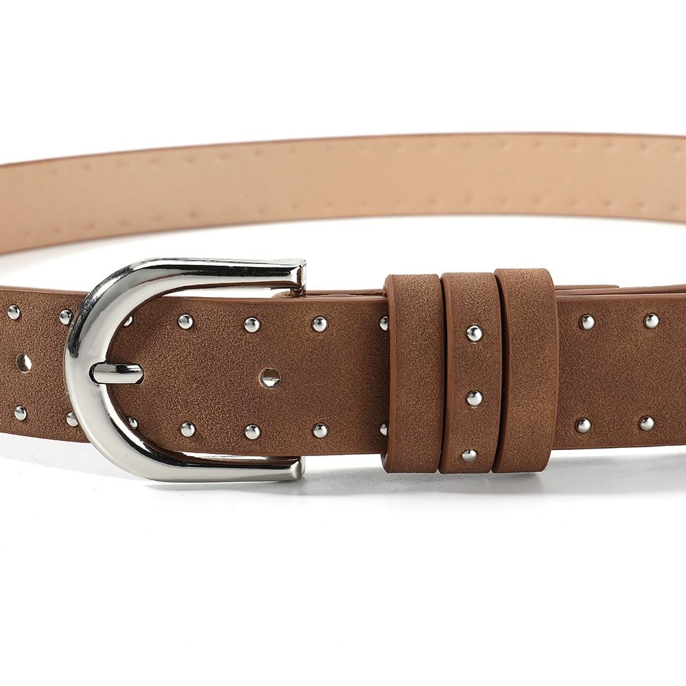 PU Leather Suede Rivet Belt Metal Y2K Belt Fashion Pin Buckle Waistband Female