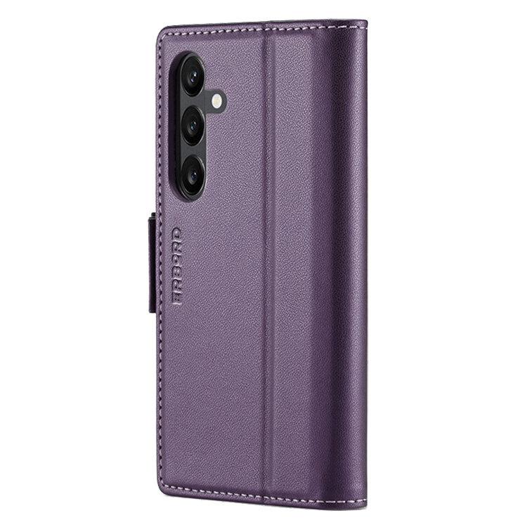 Samsung Galaxy A55 Case, ERBORD Glossy Litchi, Wallet Flip Case, Purple