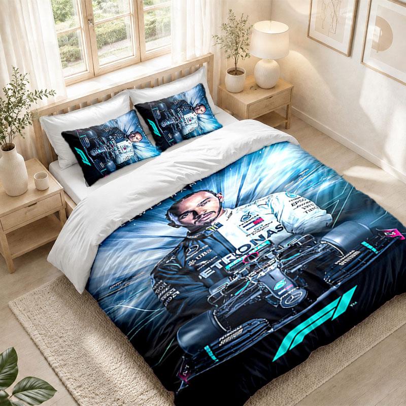 Bedding Set 1 Duvet Cover 2 Pillowcases Lewis Hamilton Print Bedroom Home Decoration