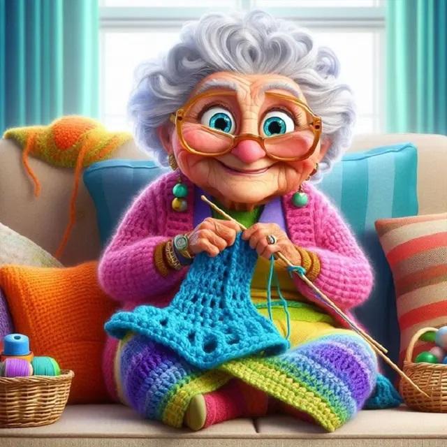 Weaving Granny Diy Diamond Painting New 2024 Beads Embroidery Mosaic Cute Grandma Full Diamond Cross Stitch Kits Home Decor