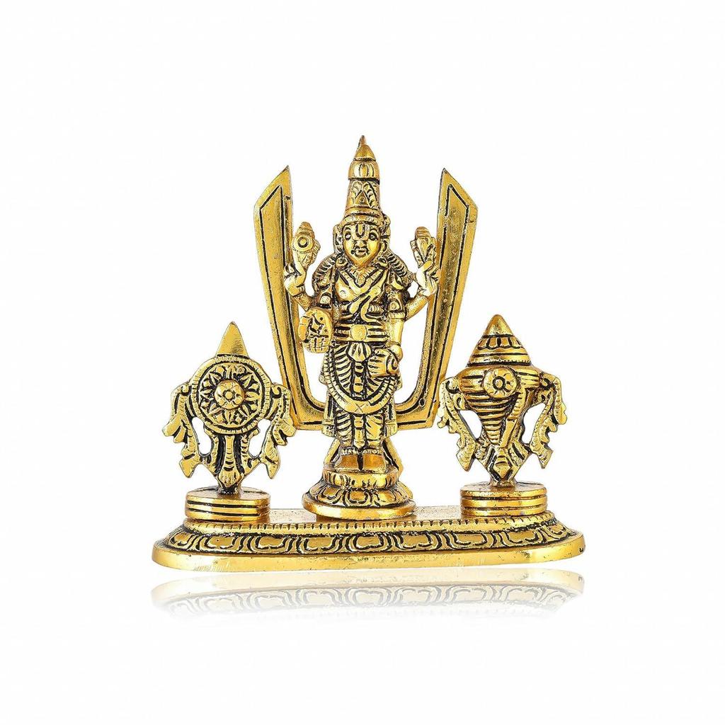 Tirupati Balaji Idol Shri Venkateshwara Swamy Statue Symbol Shankh Chakra Tilak for Home Decoration
