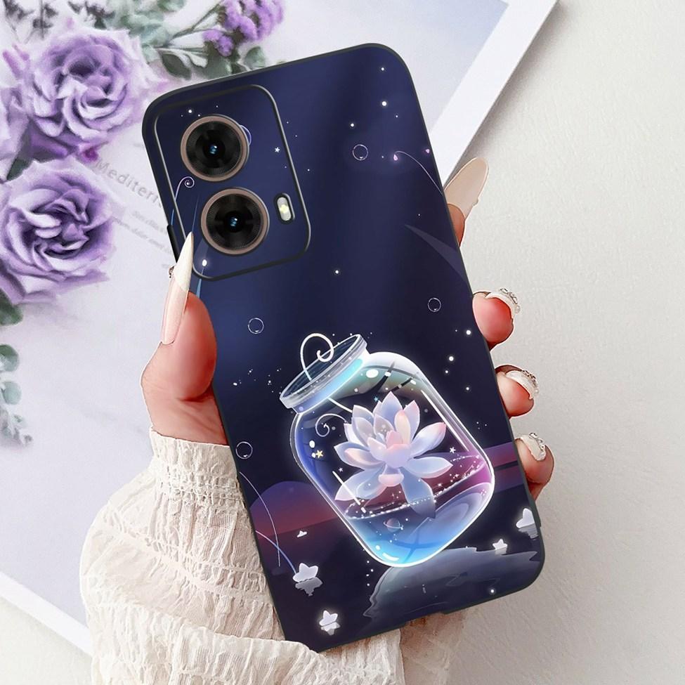 For Motorola Moto G85 Case Silicone Cute Cat Fashion Flowers Painted Back Cover For Motorola G85 Moto G85 Phone Case XT2427-3