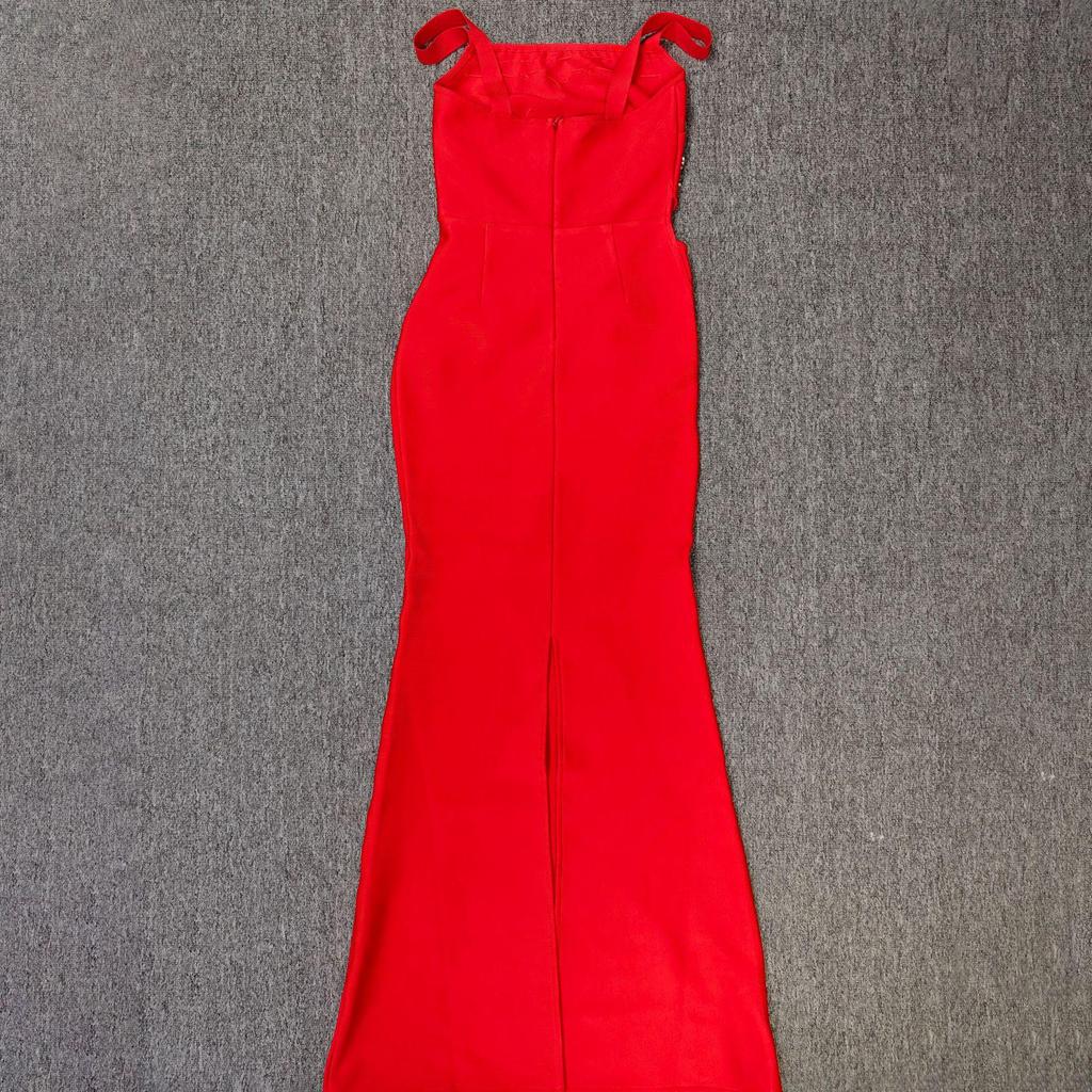 Элегантное вечернее платье с кристаллами, облегающее - Европейский и американский стиль