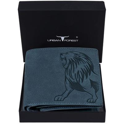 URBAN FOREST Leo RFID Блокирующий винтажный синий кожаный кошелек для мужчин