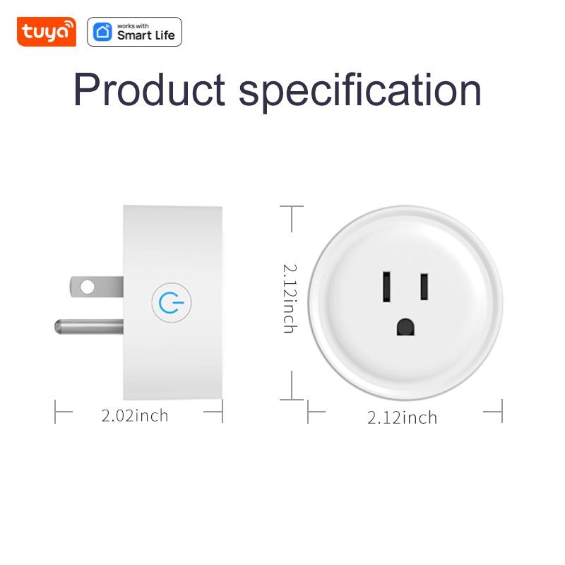 Tuya Smart Home Mini Smart Plug, стандарт США, 10 А, умная розетка, круглая вилка, 100–130 В, управление через приложение, работает с Alexa Google Home