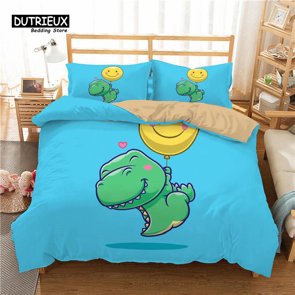 Мультяшные животные Постельное белье Набор для детей Детей Принт Панды Динозавра Пододеяльник Набор Чехол для одеяла с наволочкой Декор спальни