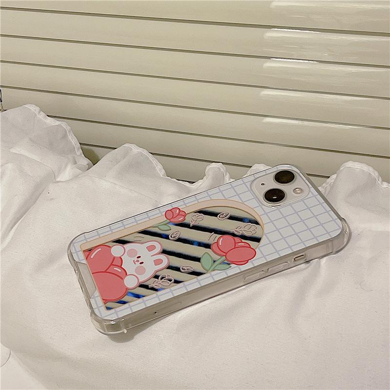Зеркальный чехол Zhitai Cartoon Rabbit для iPhone 14, 16 и 12 Pro Max