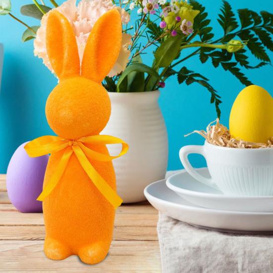 Пасхальный кролик статуэтка отдельно стоящая пенопластовый кролик украшение искусственный мох кролик флокированный кролик фигурка центральный элемент для каминной полки обеденного стола