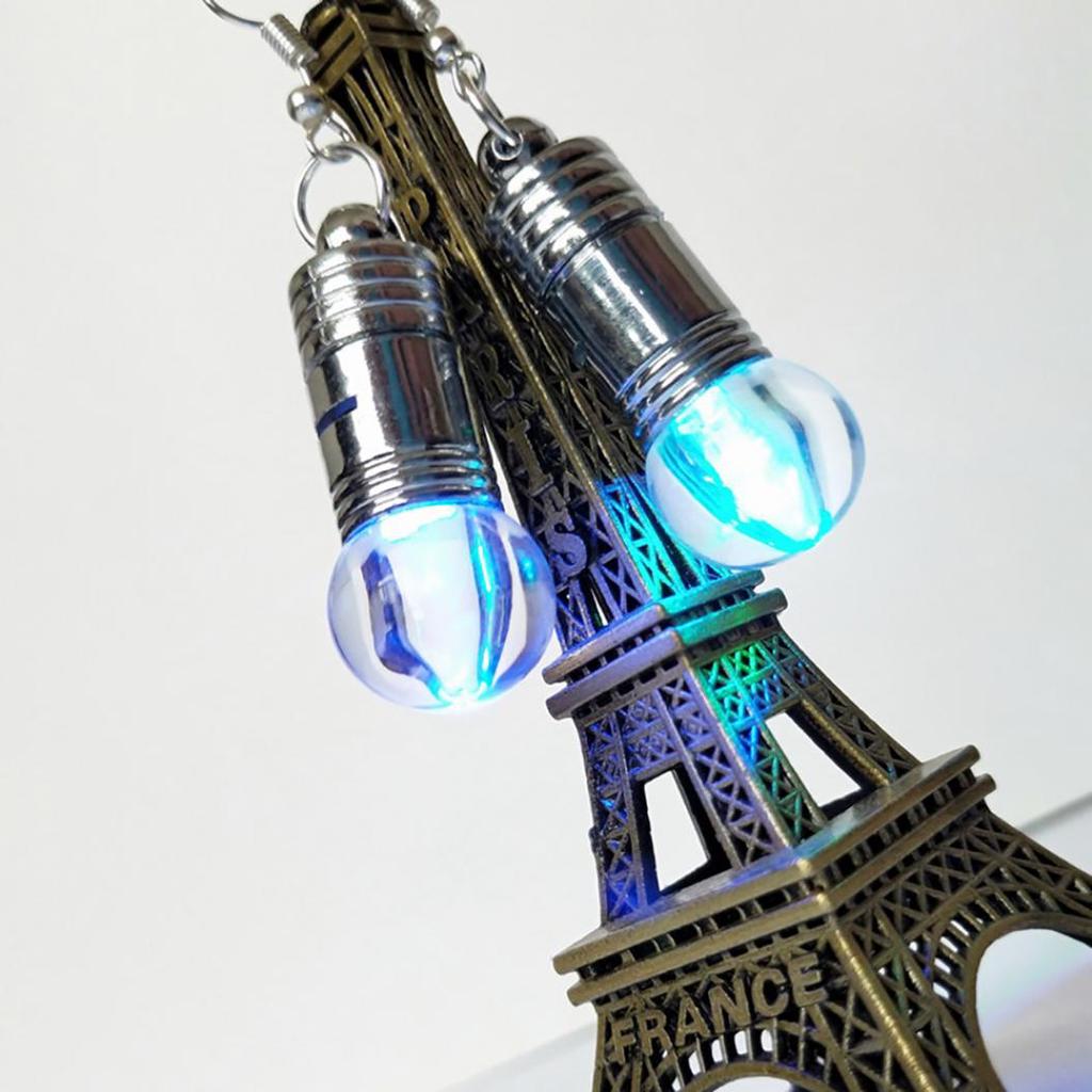 Silver Plated LED Bulb Lighting Hook Earrings Party Pub Club Women Jewelry Decor