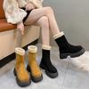 Women's Winter Snow Boots Suede Thick Plush Short Boots Round Toe Thick Sole Platform Flats Ankle Boots Fashion Ankle Boots