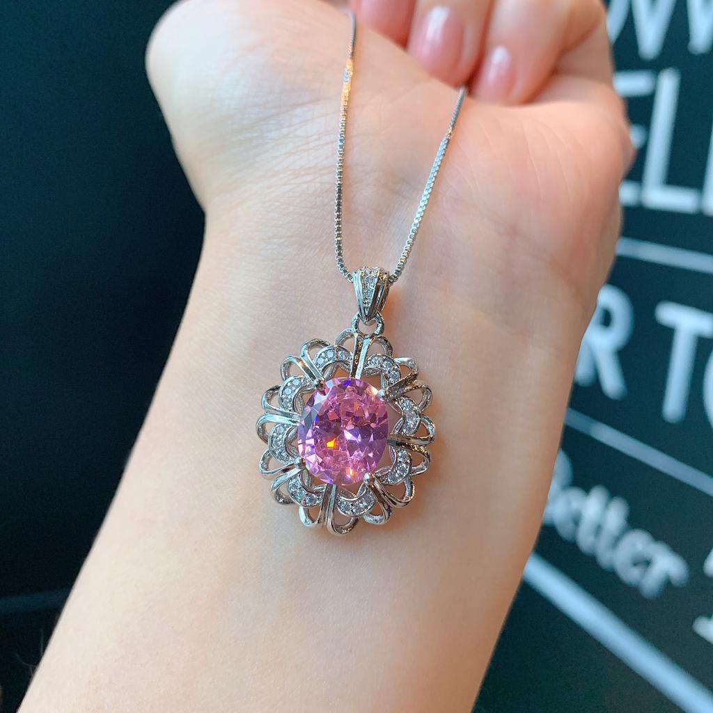 Ювелирные изделия из трех частей, модное кольцо с драгоценными камнями, розовые циркониевые серебряные серьги-иглы, новое розовое ожерелье Барби