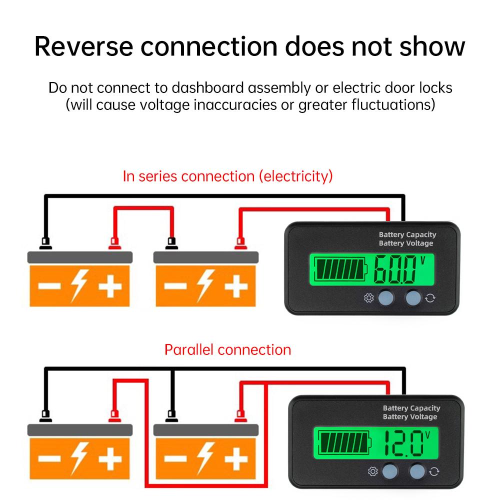 Цифровой индикатор мощности/вольтметр LCD DC 6-100V, тестер емкости аккумулятора, универсальный для электромобилей, мотоциклов и автомобилей