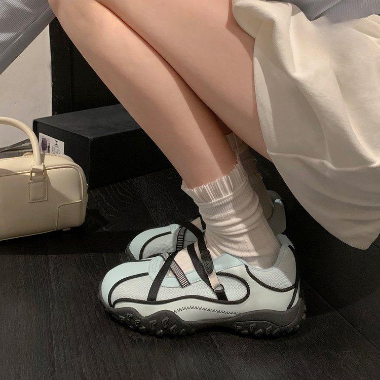 Дядя Вэнь Мятный Летний 5.5 Увеличение Роста Балетки Женские Летние Дышащие Мэри Джейн Платформа Повседневные Кроссовки