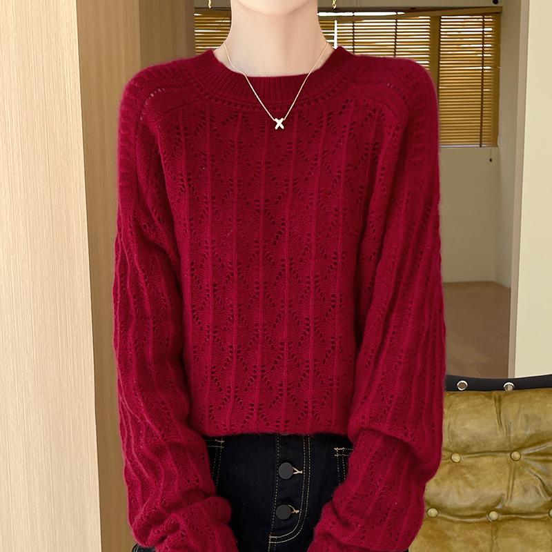 Женский кашемировый свитер Qinghe Cashmere 30% кашемир 70% шерсть Осень и зима Кашемировый пуловер Ручная работа Мягкий и теплый