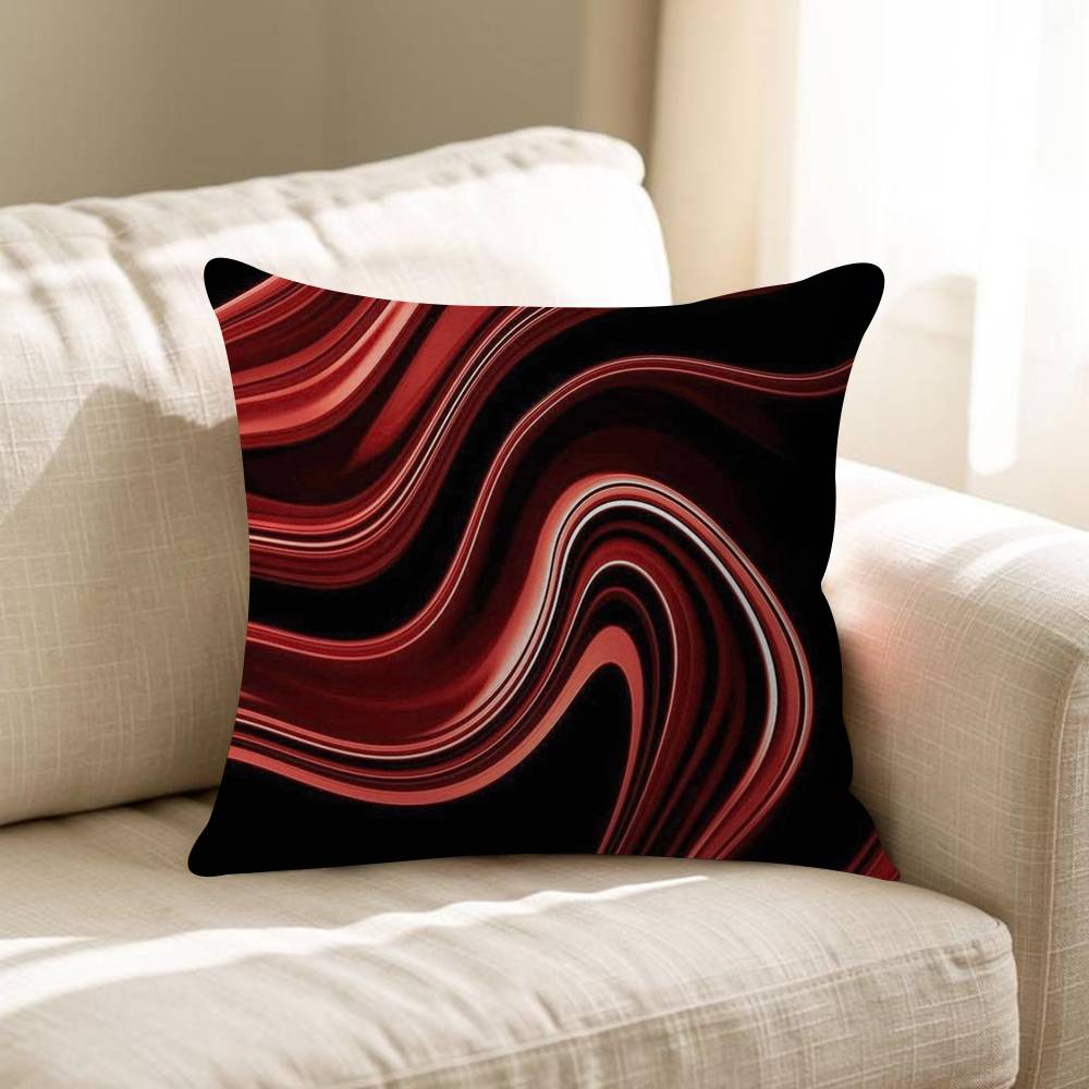 Black Red Ripple Art Pillow Cushion Cover Pillowcase Living Room Sofa Home Decor Customized