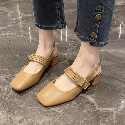 Летние толстые каблуки новые босоножки Baotou женские туфли Мэри Джейн 2024 квадратный носок низкий каблук модные туфли Лолита сексуальные туфли-лодочки повседневные