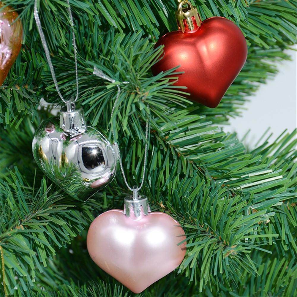 12Pcs Christmas Tree Room Decoration Love Shaped Ball Decoration Props Christmas KTY
