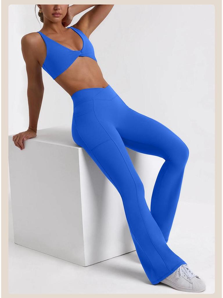 Комплект сексуального нижнего белья Cross-Border: Спортивный бюстгальтер-комбинезон и штаны для йоги с высокой талией