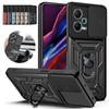 For Poco X5 Pro 5G Case Luxury Slide Camera Shockproof Armor Case For Xiaomi Poko Little X5 X 5 Pro X5pro Steel Holder Ring Protect Hard PC Back Cover