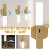 LED Wood Night Light Magnetic Motion Sensor Wall Lamp Kitchen Cabinet Closet Light Home Stairwell Bedroom Bedside Lighting
