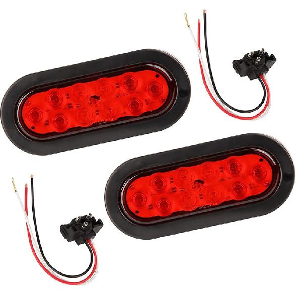НОВЫЕ СВЕТОДИОДНЫЕ ОВАЛЬНЫЕ ФОНАРИ ДЛЯ ПРИЦЕПА SUN 6 ДЮЙМОВ - СВЕРХЪЯРКИЙ ЗАДНИЙ ФОНАРЬ С 21 СВЕТОДИОДОМ, КОМПЛЕКТ С ГРОММЕТАМИ ДЛЯ ПОВЕРХНОСТНОГО МОНТАЖА, ВОДОНЕПРОНИЦАЕМЫЙ 3-КОНТАКТНЫЙ ШТЕКЕР, ЗАДНИЙ ХОД IP 67