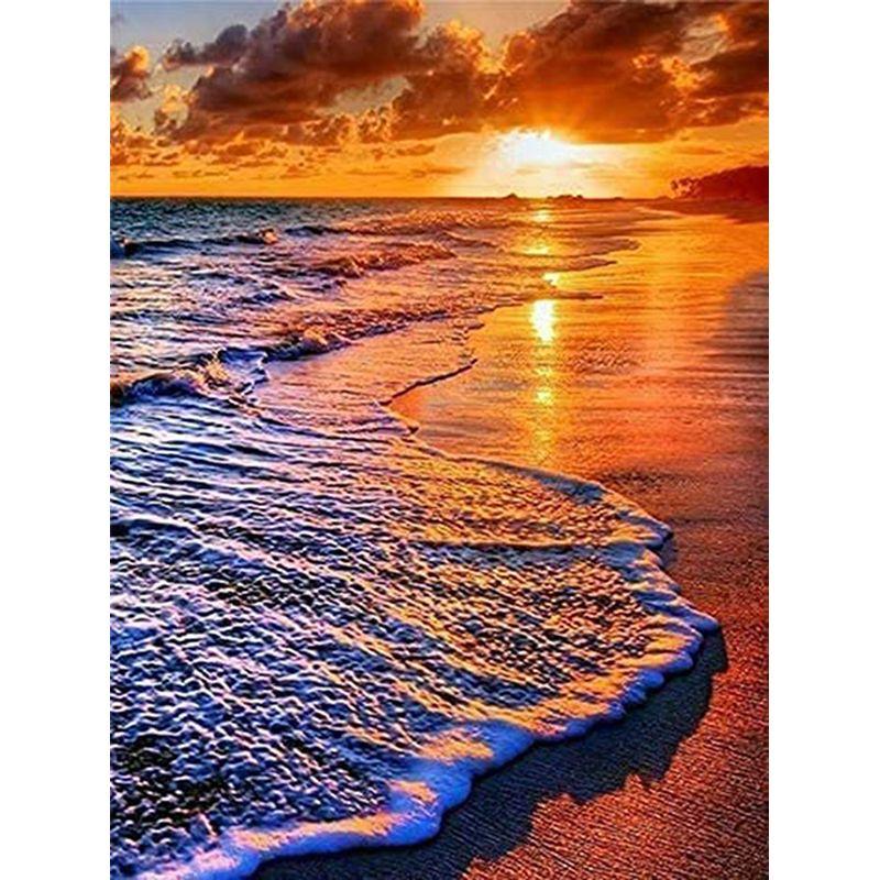 Алмазная картина «Закат на берегу моря» Картина со стразами Алмазная вышивка Полный квадратный комплект бусин Алмазная мозаика Home Dec