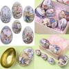 Metal Print Easter Bunny Egg Tin Box Painted Eggshel Metal Tin Cans  Party Accessory