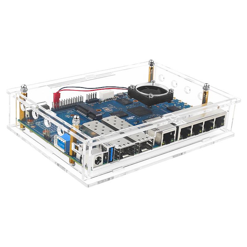 Плата разработки роутера Banana Pi R3 с корпусом, вентилятором и медно-алюминиевым радиатором