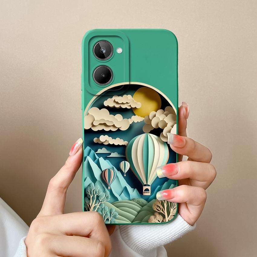 Для Oppo Realme 10 12 12X 11 11X C12 C15 C21 C21Y C31 Чехол для телефона Модный изящный узор с цветами Высококачественный противоскользящий чехол Для Oppo Силиконовый чехол