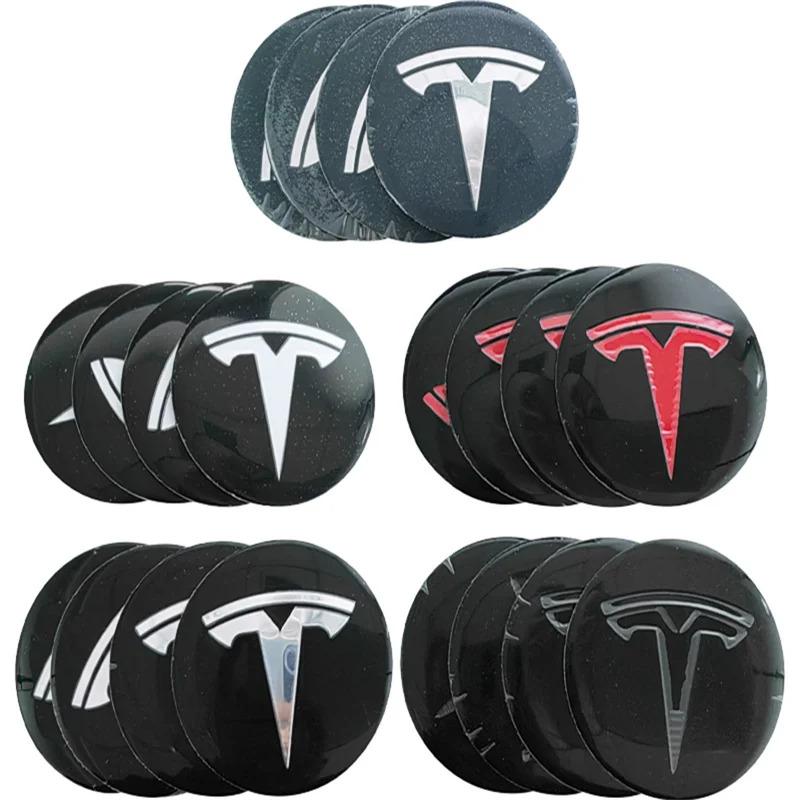 4pcs 56mm 65mm Car Wheel Hub Center Caps Emblem Stickers for Tesla G Model 3 Y S X Roadster P75D P85D P90D P100D Auto Accessories