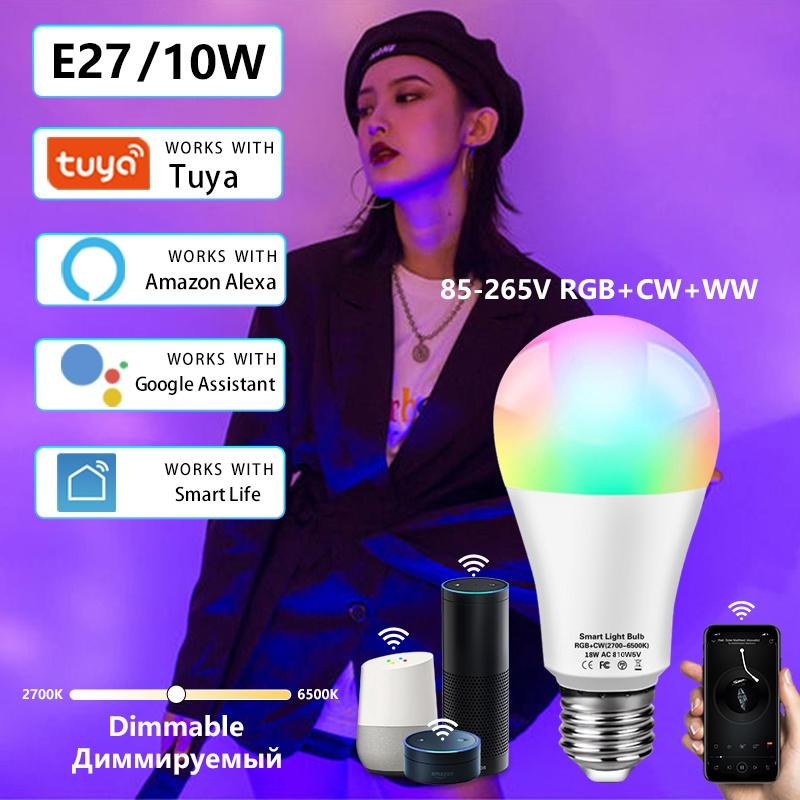 15 Вт TUYA Smart wifi лампа B22 E14 RGB светодиодная лампа E27 Alexa лампа Google Home 85-265 В CW WW волшебные лампочки с регулируемой яркостью голосовое управление