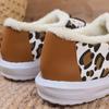 Легкие плоские флисовые хлопковые туфли с леопардовым принтом женские больших размеров женская обувь новая мода круглый носок шнуровка хлопковые ботинки