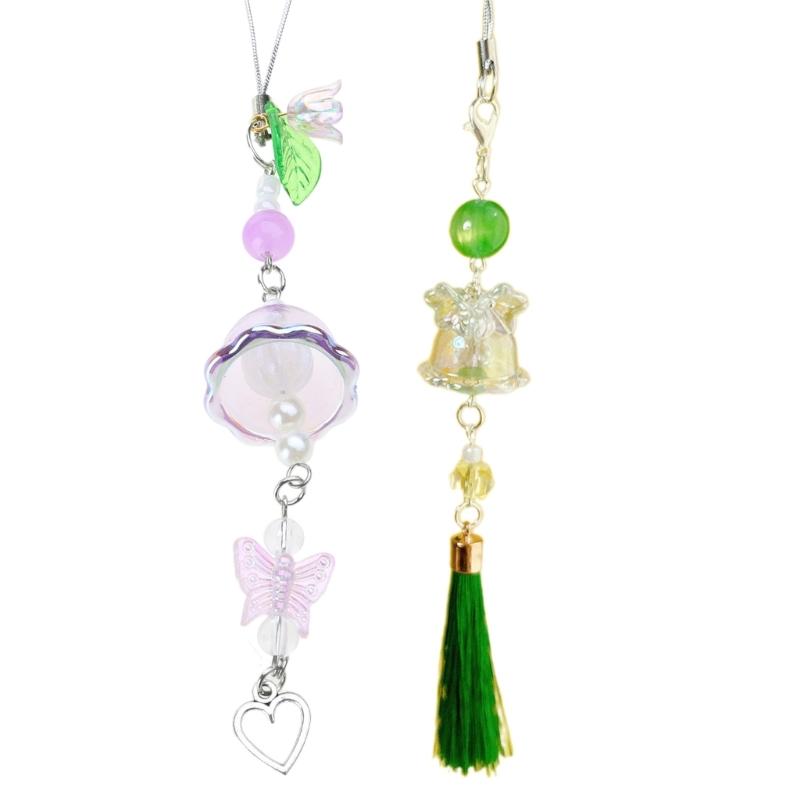 Flower Wind Chime Pendant Phone Charm Hangings Rope Cute Phone Chain Strap Bag Decoration Lanyard Keychain Accessories