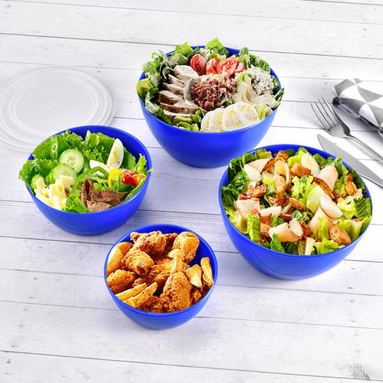 4Pcs Mixing Bowls with Lids BPA-Free Salad Containers Stackable Airtight Food Storage Bowls Meal Prep Bowl Kit for Home Outdoor Dining