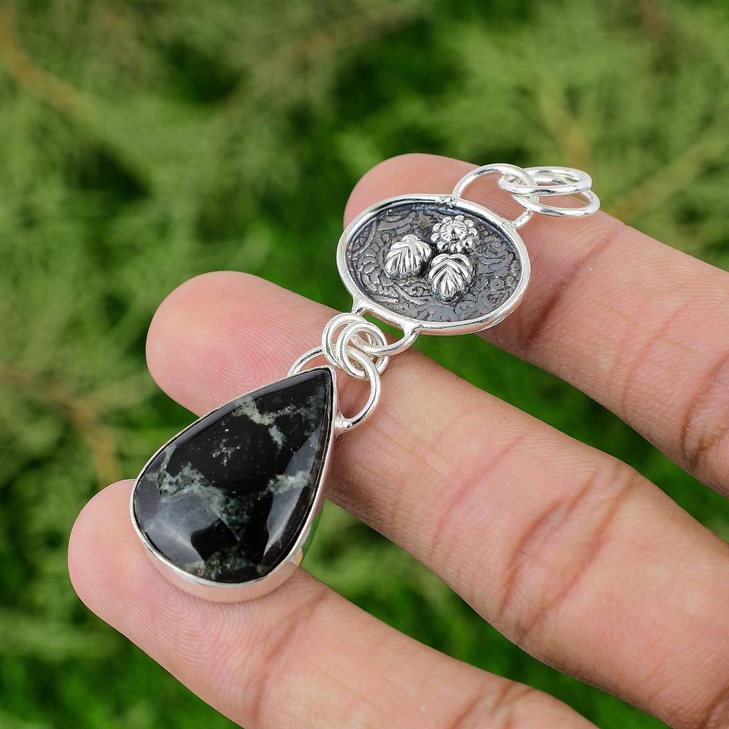 Daughters Day Deal Sterling Silver Star Galaxy Jasper Stone Boho Pendant Jewelry