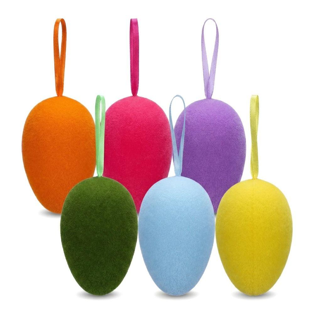 Flocking Design Easter Egg Ornament Colorful Flocking Handmade Craft  Craft Display