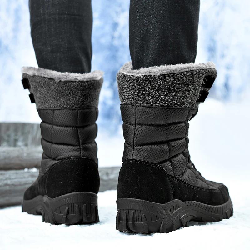Men's Ankle Boots New Winter Warm Snow Boots High-quality Mid Top Anti Slip and Cold Resistant Hiking Boots Outdoor Work Shoes