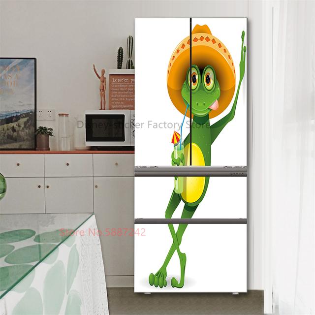 Наклейка на кухонный холодильник, виниловые обои на холодильник, полные покрытия, самоклеящаяся наклейка с цветком лотоса, морозильная камера, пленка, декор, плакат, наклейка