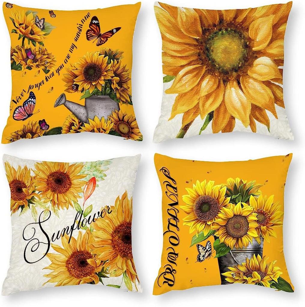 European and American Thanksgiving Decorative Pillow Cover Fashion Cartoon Autumn Harvest Pumpkin Letter Sunflower Print Pillow Pillow Cover