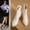 Ankle Boots Female Pointy Thin Boots Autumn and Winter New Korean Version of Short Leg All Matching Thick Heel Fashion High Heel Martin Boots